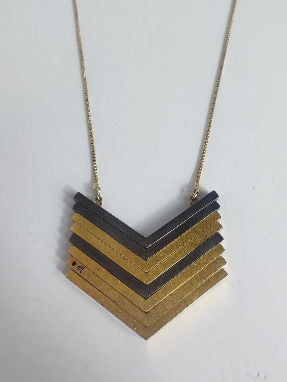 Madewell Chevron Arrow Statement Necklace Gold Tone Layered Geometric Adjustable